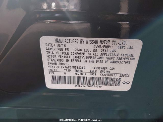 JN1EV7AP5KM514369 Infiniti Q50 3.0t Luxe