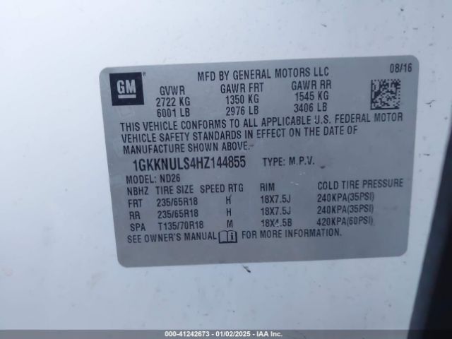 1GKKNULS4HZ144855 GMC Acadia Slt-1