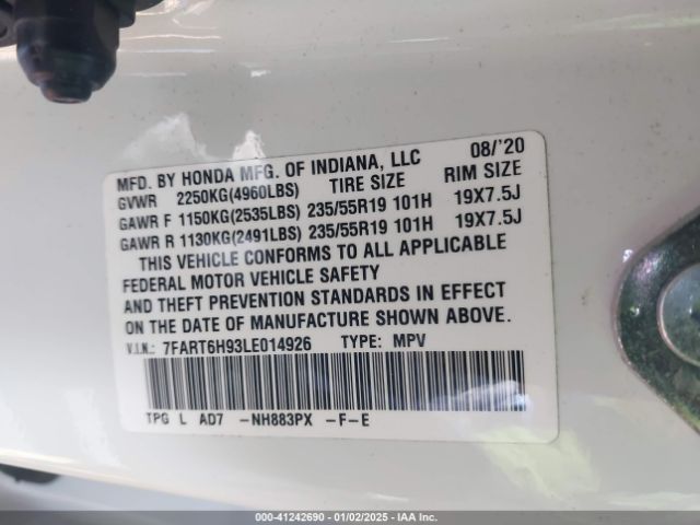 2020 HONDA CR-V 7FART6H93LE014926 Photo 8