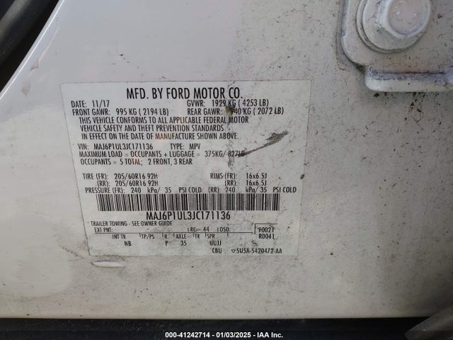 MAJ6P1UL3JC171136 Ford Ecosport Se