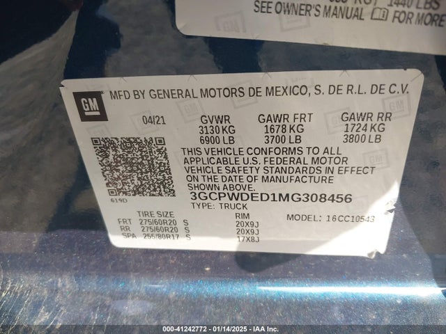 3GCPWDED1MG308456 Chevrolet Silverado 1500 2wd  Short Bed Rst