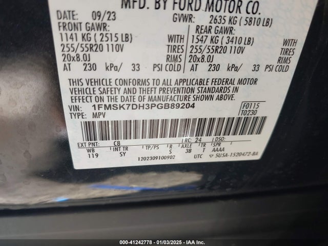 Ford EXPLORER XLT 2023 1FMSK7DH3PGB89204 Image 9