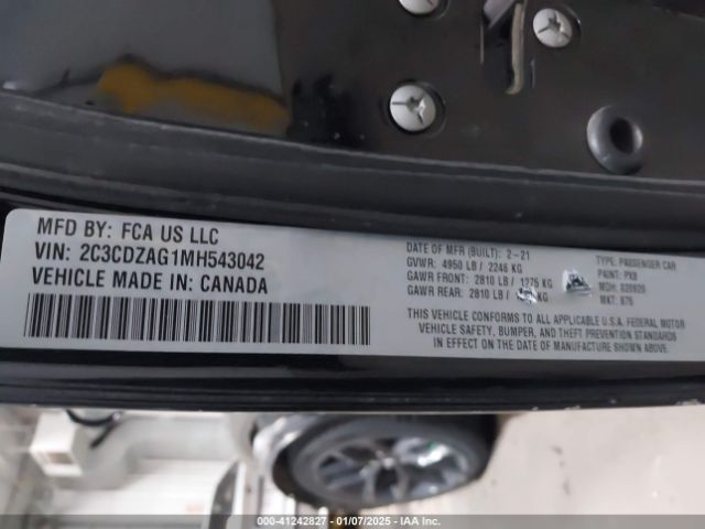 2C3CDZAG1MH543042 Dodge Challenger Sxt