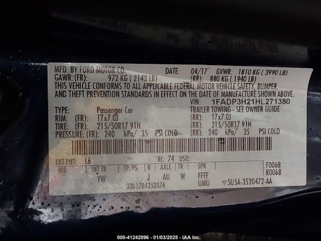 1FADP3H21HL271380 Ford FOCUS SEL