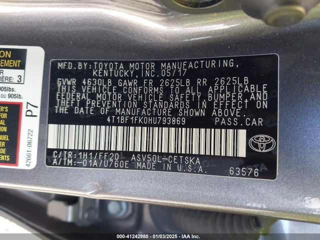 Toyota CAMRY SE 2017 4T1BF1FK0HU793869 Image 9