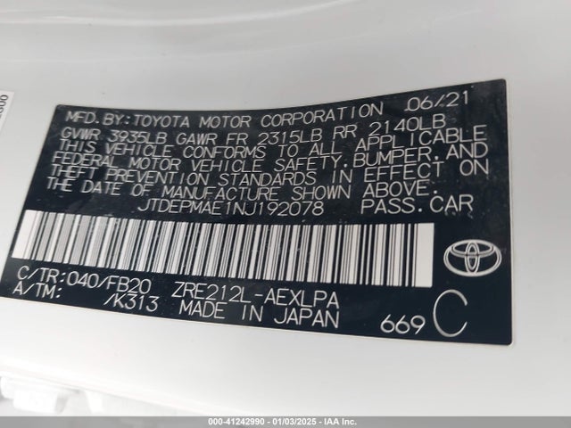 Toyota COROLLA LE 2022 JTDEPMAE1NJ192078 Image 9