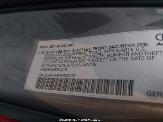 WAUEAAF44PN009376 Audi A4 Premium Plus 45 Tfsi S Line Quattro S Tronic