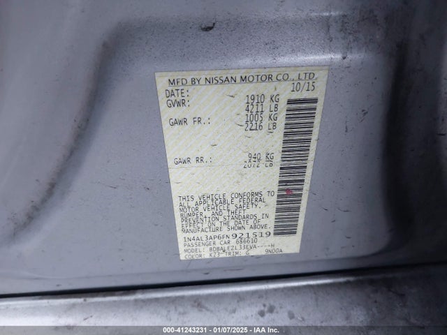 Nissan Altima 2.5 S 2015 1N4AL3AP6FN921519 Image 9