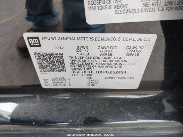3GCUDDEDXPG252434 Chevrolet Silverado 1500 4wd  Standard Bed Lt