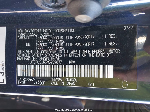 JTEPU5JR3M5959877 Toyota 4runner Trd Off Road