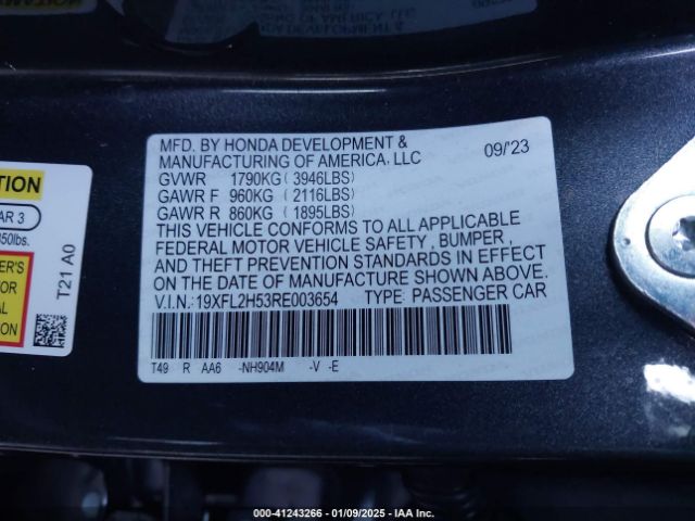 19XFL2H53RE003654 Honda Civic Lx