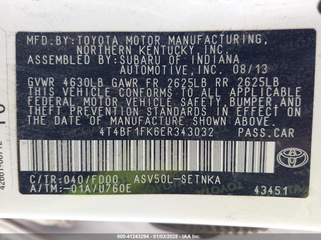 Toyota CAMRY LE 2014 4T4BF1FK6ER343032 Image 9