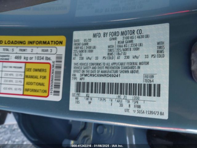 3FMCR9C69NRD69241 Ford Bronco Sport Outer Banks