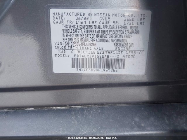 41243414 :رقم المزاد ، 3N1CP5BV4PL469266 vin ، 2023 Nissan Kicks S Xtronic Cvt مزاد بيع