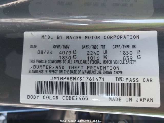 JM1BPABM7S1761471 Mazda Mazda3 2.5 S Select Sport