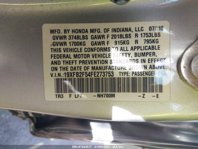 19XFB2F54FE273753 Honda Civic Lx