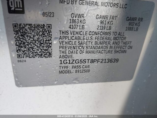 1G1ZG5ST8PF213639 Chevrolet Malibu Fwd Rs