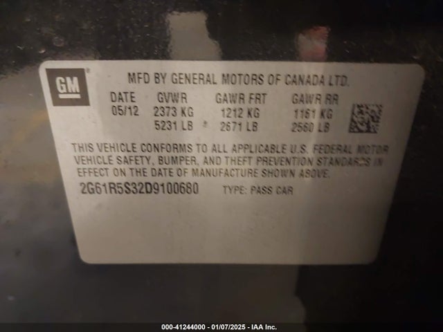 2013 CADILLAC XTS 2G61R5S32D9100680 Photo 8