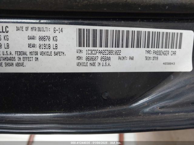 1C3CDFAA2ED891022 Dodge DART SE