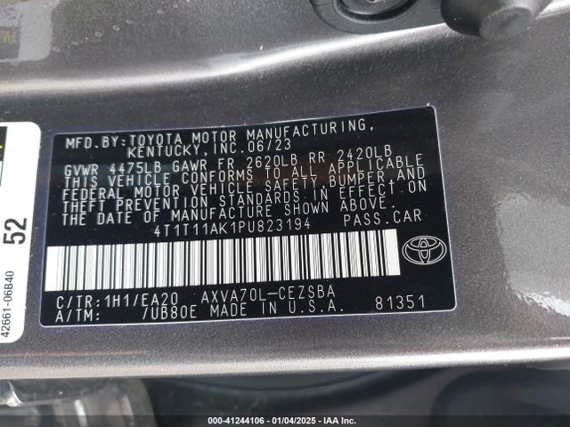 4T1T11AK1PU823194 Toyota CAMRY SE