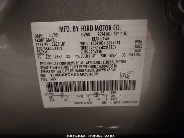 Ford EXPLORER XLT 2022 1FMSK8DHXNGC38255 Image 9