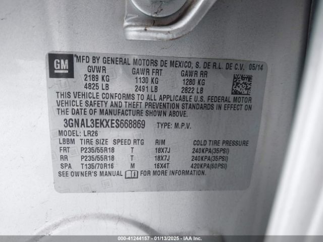 3GNAL3EKXES668869 Chevrolet Captiva Sport Lt