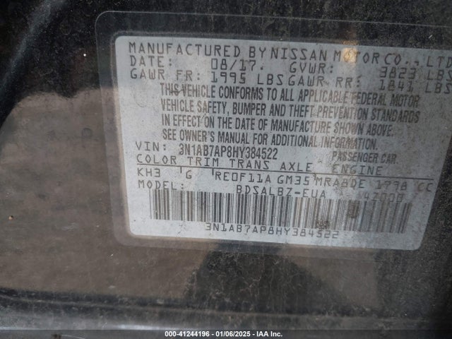 Nissan SENTRA S 2017 3N1AB7AP8HY384522 Image 9