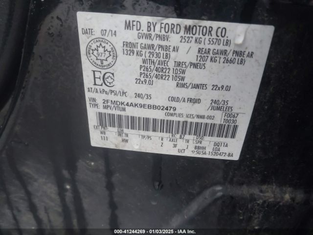 2FMDK4AK9EBB02479 Ford EDGE SPORT