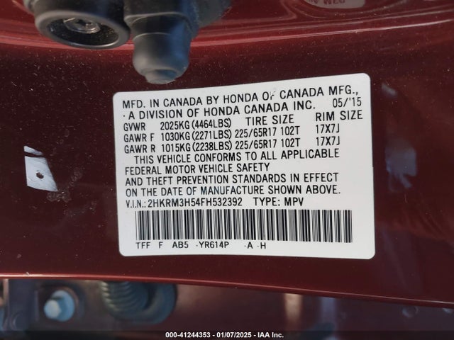Honda CR-V EX 2015 2HKRM3H54FH532392 Image 9