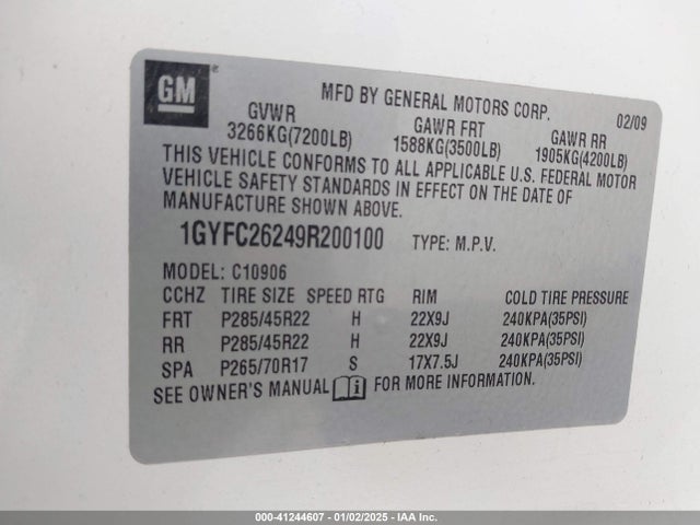 2009 CADILLAC ESCALADE ESV 1GYFC26249R200100 Photo 8