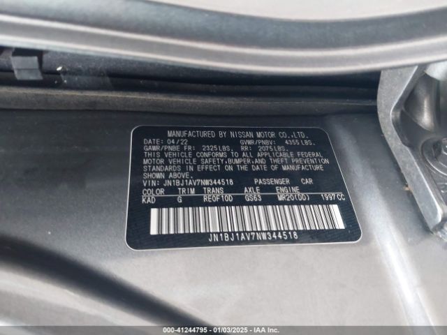 JN1BJ1AV7NW344518 Nissan Rogue Sport S Fwd Xtronic Cvt