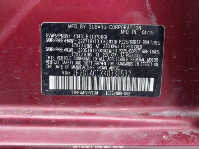 JF2GTACCXK8331532 Subaru Crosstrek 2.0i Premium