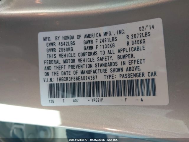 1HGCR3F88EA024387 Honda Accord Ex-l V-6