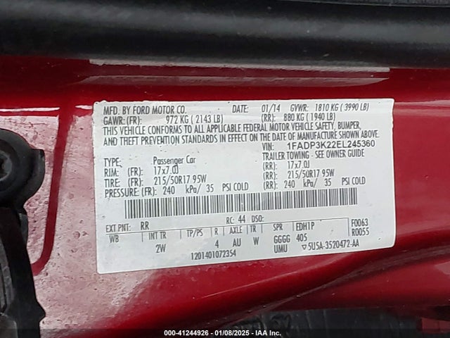 Ford FOCUS SE 2014 1FADP3K22EL245360 Image 9