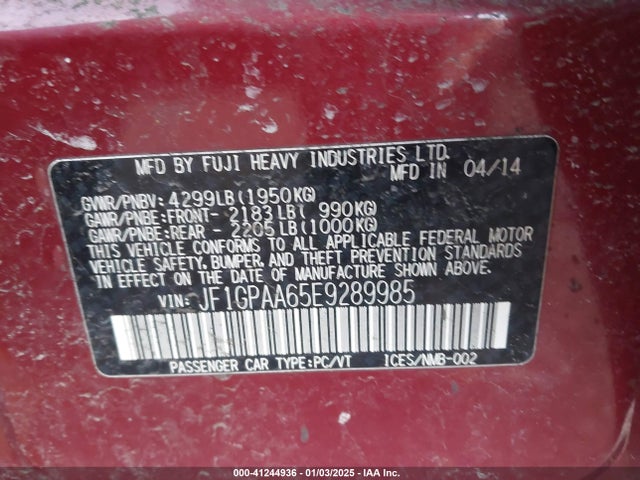 Subaru Impreza 2.0i 2014 JF1GPAA65E9289985 Image 9