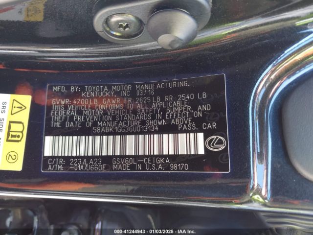 58ABK1GG3GU013134 Lexus ES 350
