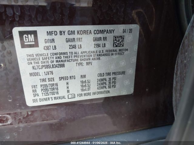 KL7CJPSB5LB342888 Chevrolet Trax Awd Lt