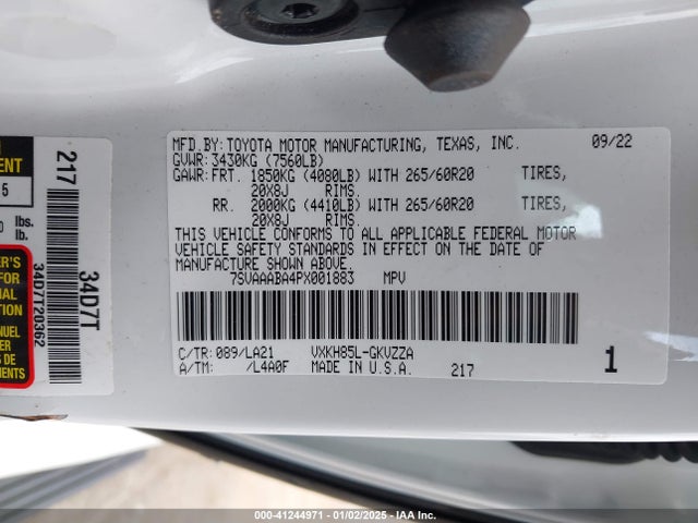 Toyota Sequoia Platinum 2023 7SVAAABA4PX001883 Image 9