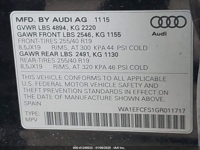 WA1EFCFS1GR011717 Audi Q3 2.0t Premium Plus