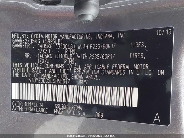 Toyota Sienna Xle Premium 2020 5TDYZ3DC2LS055047 Image 9