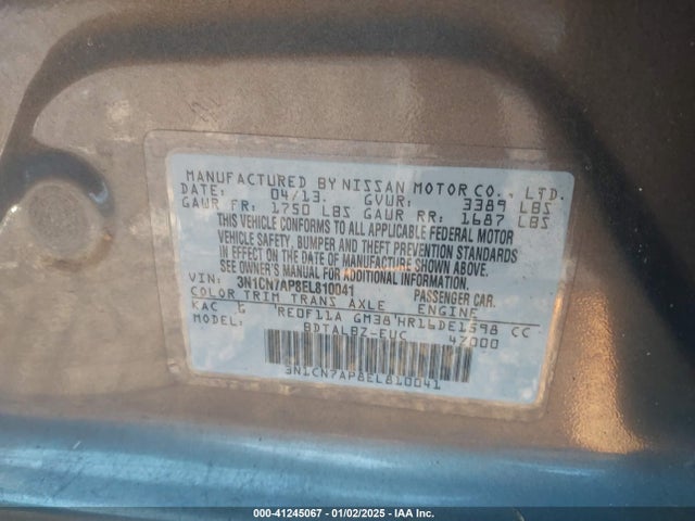 Nissan Versa 1.6 Sv 2014 3N1CN7AP8EL810041 Image 9