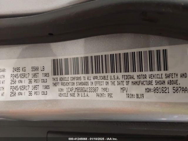 1C4PJMBS8GW133307 Jeep Cherokee Trailhawk