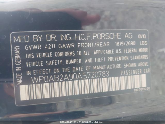 2010 PORSCHE 911 WP0AB2A90AS720783 Photo 8