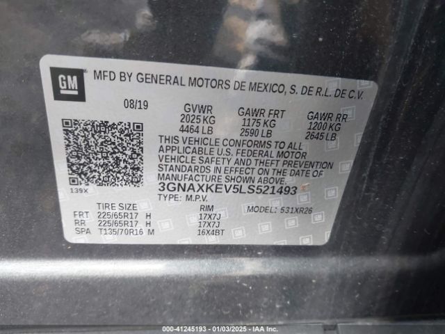 3GNAXKEV5LS521493 Chevrolet Equinox Fwd Lt 1.5l Turbo