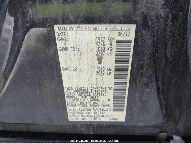 1N4AL3AP7HN363649 Nissan Altima 2.5 S