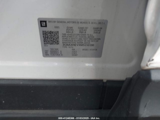 3GNAXHEVXMS150190 Chevrolet Equinox Fwd Ls