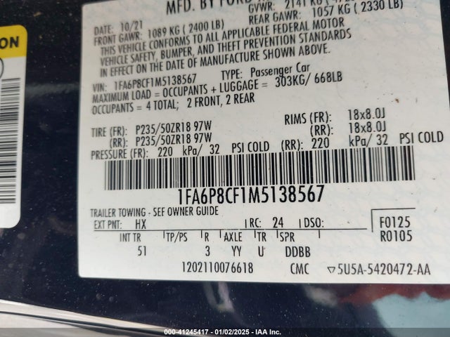 Ford Mustang Gt Premium Fastback 2021 1FA6P8CF1M5138567 Image 9
