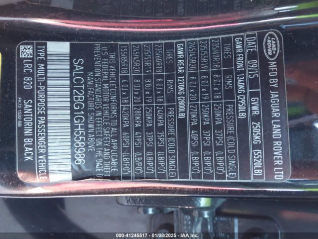 SALCT2BG1GH558986 Land Rover Discovery Sport Hse Lux