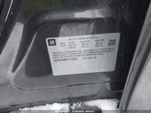 1G1PC5SB5F7170557 Chevrolet Cruze 1lt Auto