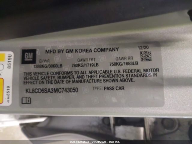 KL8CD6SA3MC743050 Chevrolet Spark Fwd 1lt Automatic